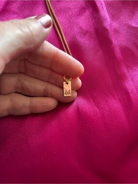 Necklace With Initial Pendant. Letter M